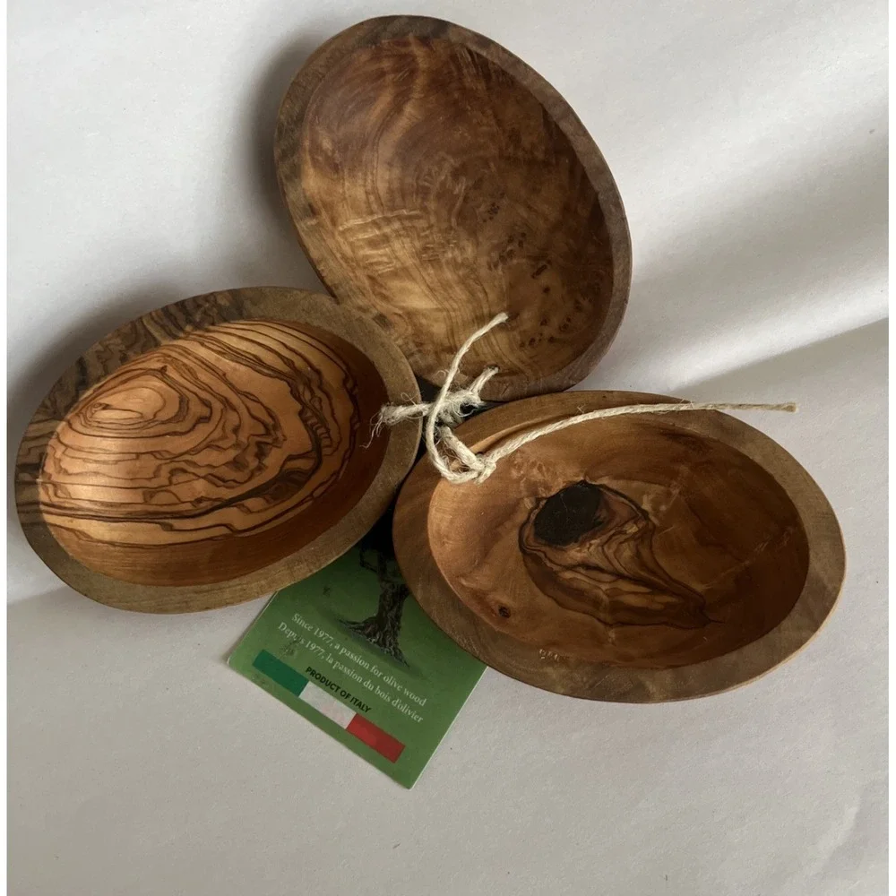 Arte Legno Olive Wood Dipping Bowls Set Of 3 Product of Italy. E154